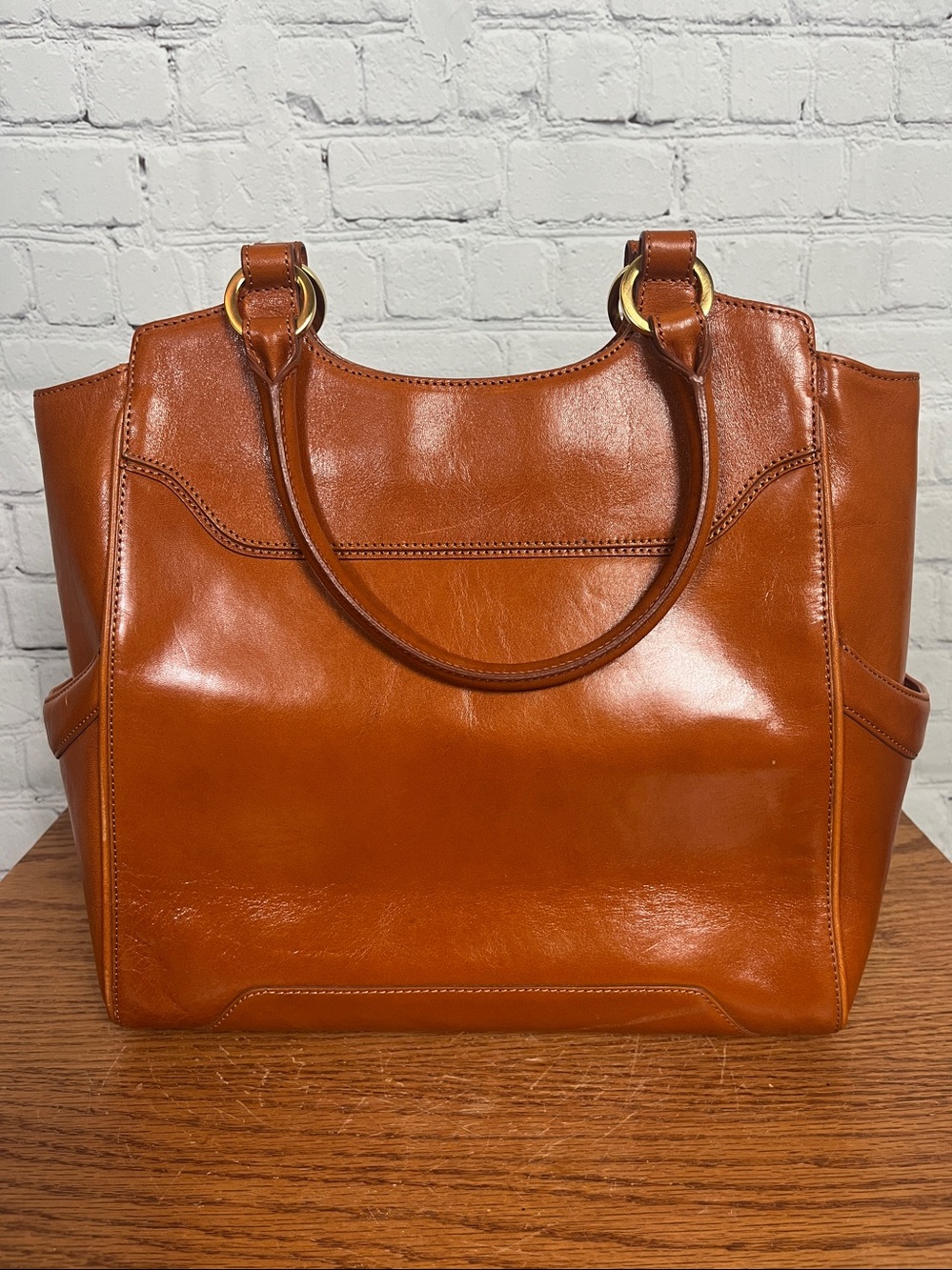Vintage Brahmin Smooth Leather Camel Shoulder Bag